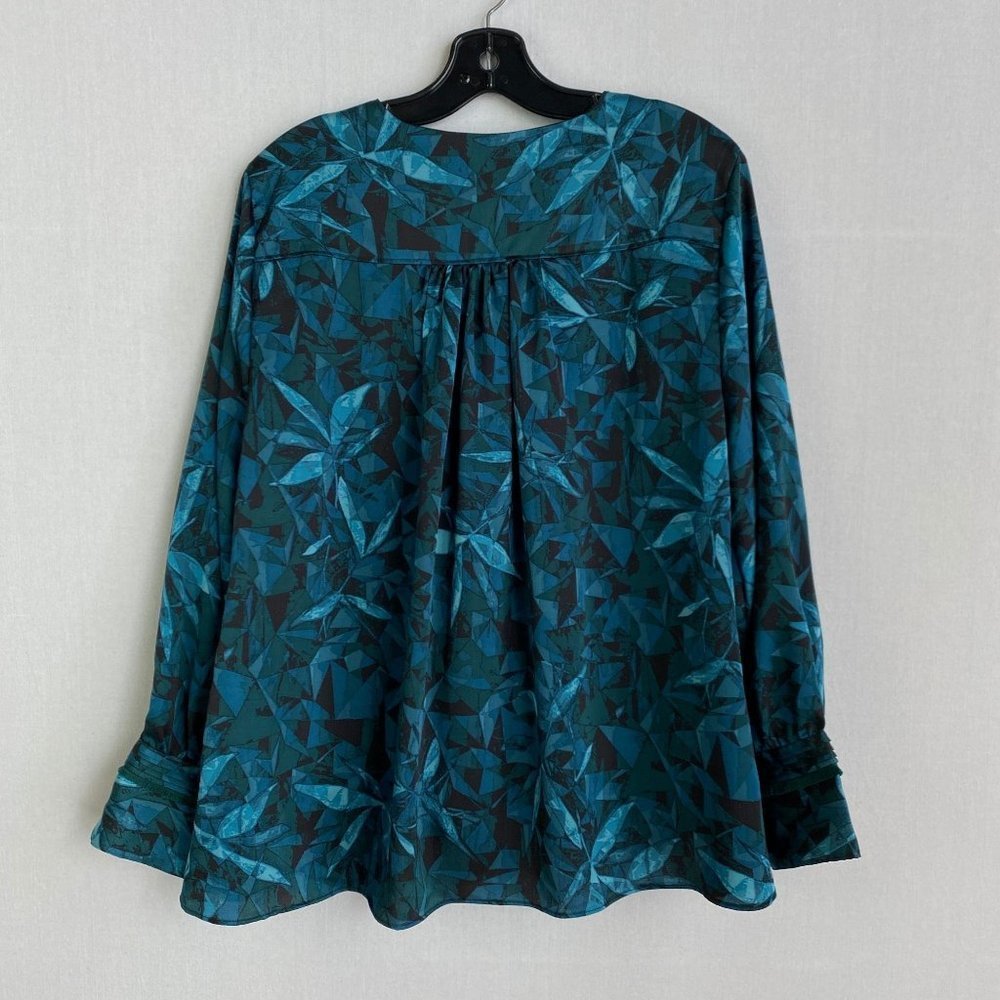 Halston Leaves-Pattern Flowy Blouse - image 5